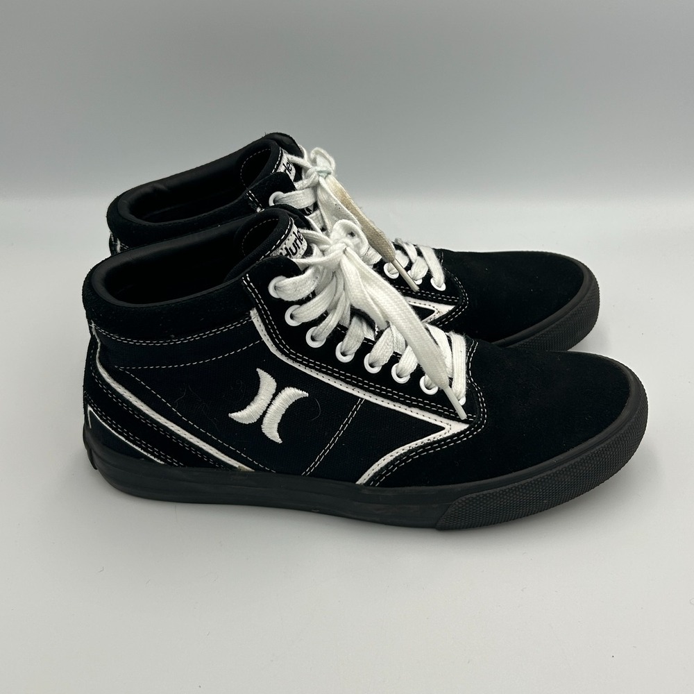 Hurley Men's 8 Skate Shoes Canvas Lace Up High Top‎ Kayo Chukka Black White 90s - Picture 5 of 13